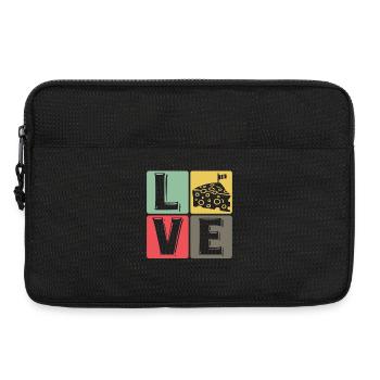 KäseLiebe Pop Art Quadrat - Laptoptasche 13" - Schwarz - Vorne