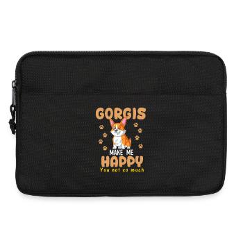 Le corgi me rend heureux - Sacoche pour ordinateur portable 13 pouces - noir - Devant