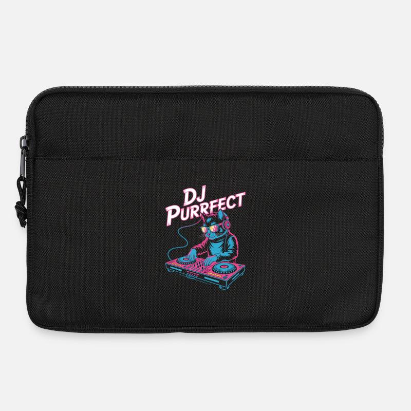 DJ PURRRFECT Katze DJ Mit Mischpult Rave - Laptoptasche 13" - Schwarz