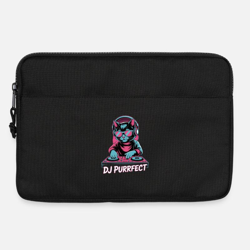 DJ Purrfect Katze DJ Kopfhörer Turntable - Laptoptasche 13" - Schwarz