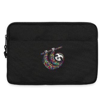 Fleckiges Regenbogen-gepunktetes Faultier-Mosaik - Laptoptasche 13" - Schwarz - Vorne