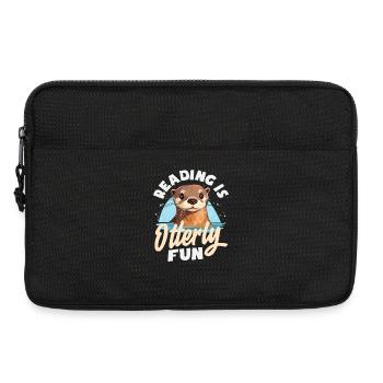 Sea Otter Cartoon Reading - Laptop bag 13" - black - Front