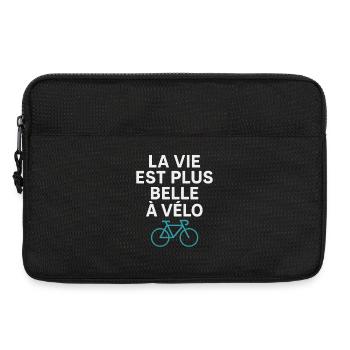 La Vie Est Plus Belle à Vélo Cyclisme Humour - Sacoche pour ordinateur portable 13 pouces - noir - Devant