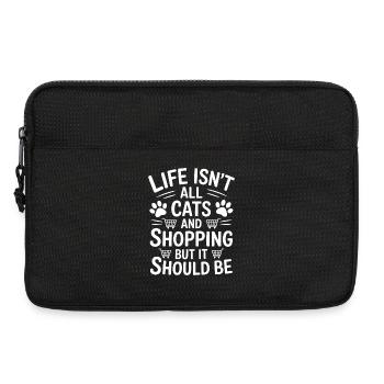 Einkaufen Spruch Katzen Lustiges Shopping Geschenk - Laptoptasche 13" - Schwarz - Vorne