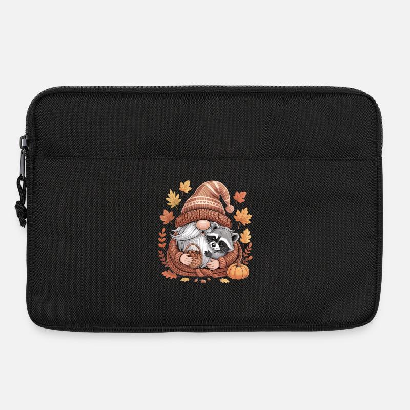 Herbst Wichtel Shirt mit Waschbär und Eicheln - Laptoptasche 13" - Schwarz