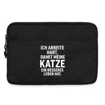 I work hard for cat welfare - Laptop bag 13" - black - Front