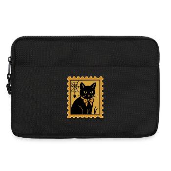 Spooky Golden Cat Bow Tie Halloween Stamp personnalisé - Sacoche pour ordinateur portable 13 pouces - noir - Devant