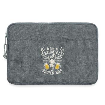 Er heiratet - JGA Team Bräutigam - Laptoptasche 13" - Grau meliert - Vorne