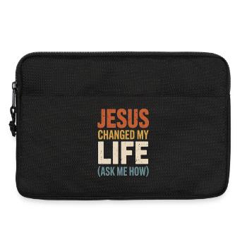 Jesus Changed My Life (Ask Me How) - Laptop bag 13" - black - Front