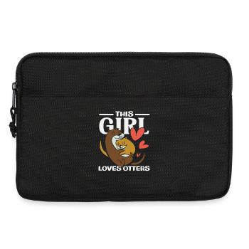 Fille aime loutre de mer dessin animé - Sacoche pour ordinateur portable 13 pouces - noir - Devant