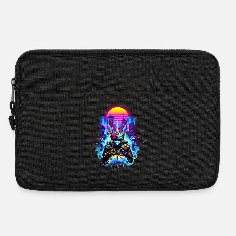 Gaming King Retrowave Controller Neon 80s Stadt - Laptoptasche 13" - Schwarz