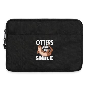 dessin animé de loutre de mer souriante - Sacoche pour ordinateur portable 13 pouces - noir - Devant