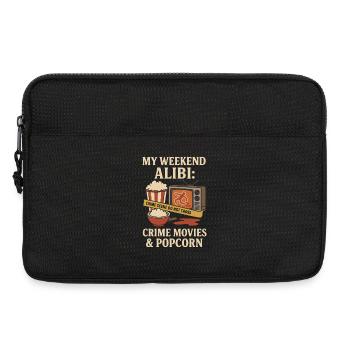 My Weekend Alibi – Films policiers et chemise pop-corn - Sacoche pour ordinateur portable 13 pouces - noir - Devant
