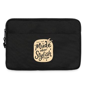 Tired but stylish – Funny design for morning grouches - Laptop bag 13" - black - Front