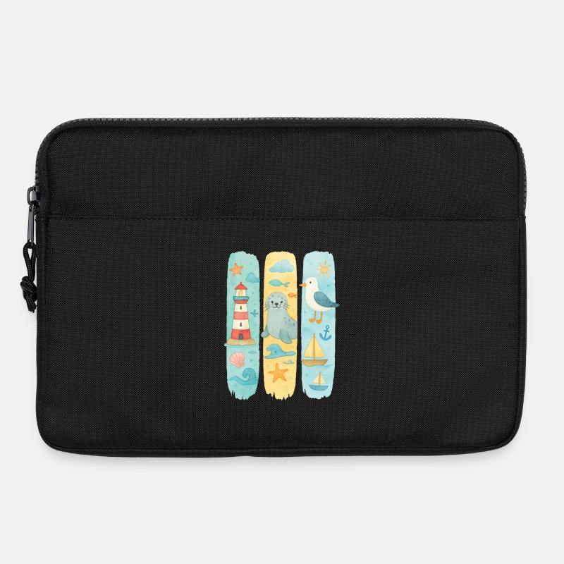 Maritim Leuchtturm Robbe Möwe Küste - Laptoptasche 13" - Schwarz