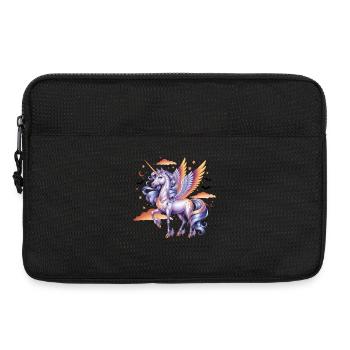 Licorne magique avec des ailes sous le ciel étoilé - Sacoche pour ordinateur portable 13 pouces - noir - Devant