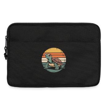 Tortue rétro au coucher du soleil - Sacoche pour ordinateur portable 13 pouces - noir - Devant