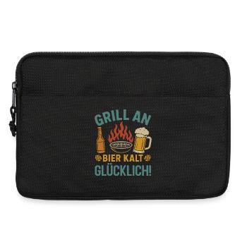 Fan de bière GRILL ON BEER COLD HAPPY Drôle - Sacoche pour ordinateur portable 13 pouces - noir - Devant