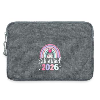 Schulkind 2026 Regenbogen - Laptoptasche 13" - Grau meliert - Vorne