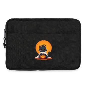 Halloween Cat with Halloween Pumpkin - Laptop bag 13" - black - Front