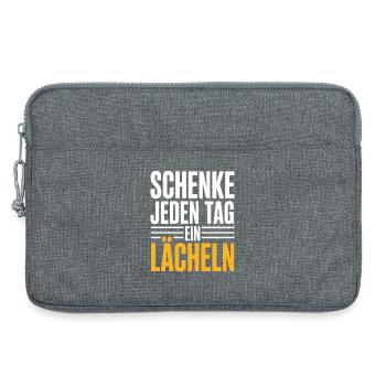 Schenke Jeden Tag Ein Lächeln – Positive Botschaft - Laptoptasche 13" - Grau meliert - Vorne