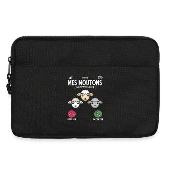 Mes Moutons m’appellent humour fermier et élevage - Sacoche pour ordinateur portable 13 pouces - noir - Devant