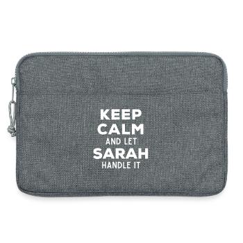Garder son calme Laisser Sarah le réparer Drôle de dicton - Sacoche pour ordinateur portable 13 pouces - gris chiné - Devant