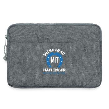 Femme avec poney Haflinger chevauchant Lsutiges - Sacoche pour ordinateur portable 13 pouces - gris chiné - Devant