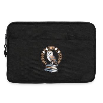 Eule Auf Büchern Mit Mondphasen Kranz - Laptoptasche 13" - Schwarz - Vorne