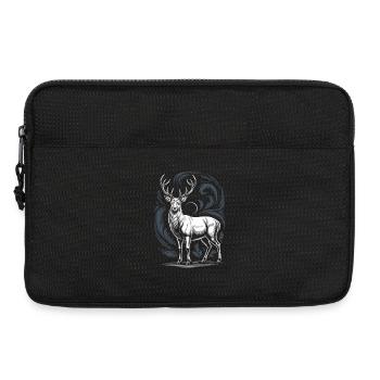 White Deer with Antlers Moon and Forest Ornament - Laptop bag 13" - black - Front