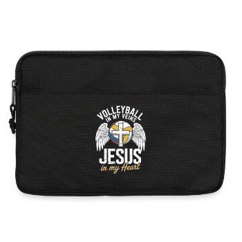 Volleyball & Jesus – Cross with Wings Design - Laptop bag 13" - black - Front