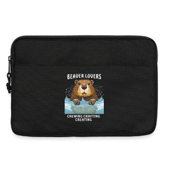 BEAVER LOVERS CHEWING CRAFTING CREATING - Laptop bag 13" - black - Front
