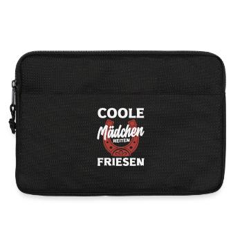Coole Mädchen Friesen Pferdemädchen Reiten - Laptoptasche 13" - Schwarz - Vorne