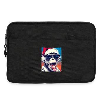 Chapeau de Noël Singe - Sacoche pour ordinateur portable 13 pouces - noir - Devant