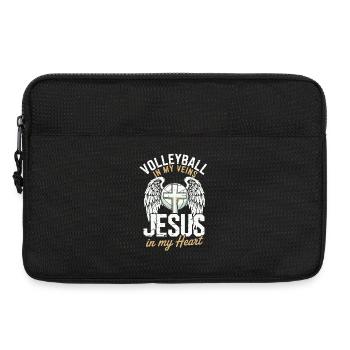 Volleyball & Jesus – Cross with Wings Design - Laptop bag 13" - black - Front