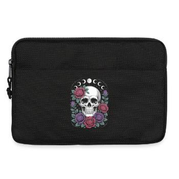 Gothic Skull with Moon Phases and Roses Design - Laptop bag 13" - black - Front