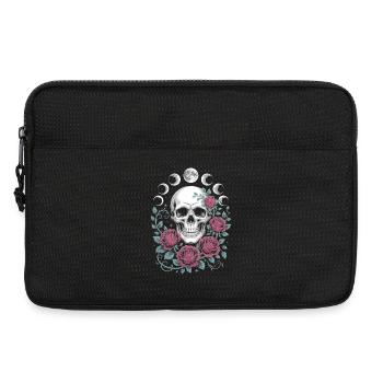 Gothic Skull with Moon Phases and Roses Design - Laptop bag 13" - black - Front