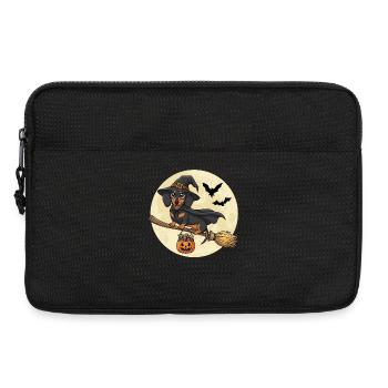 Cute Dachshund Witch Halloween - Laptop bag 13" - black - Front