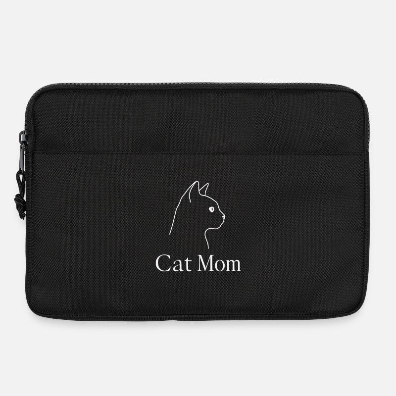 Cat Mom – minimalistisches Katzen-Line Art - Laptoptasche 13" - Schwarz