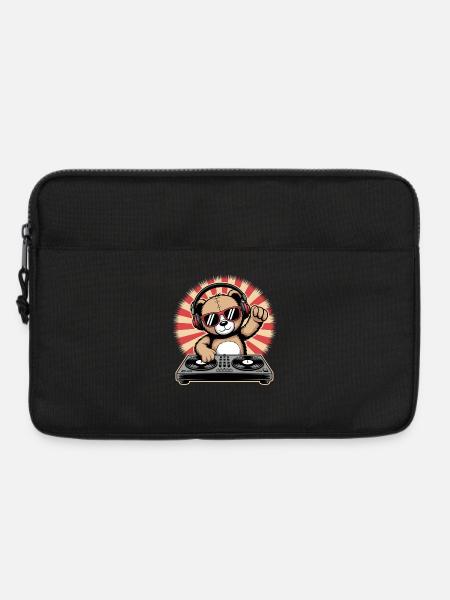 DJ Bär mit Kopfhörern - Laptoptasche 13" - Schwarz