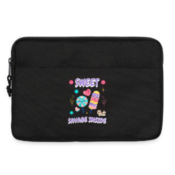 Idée cadeau de bonbons flous pour les fans de collations - Sacoche pour ordinateur portable 13 pouces - noir - Devant