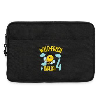 Abeille Anniversaire Motif Enfin 4 ans fille - Sacoche pour ordinateur portable 13 pouces - noir - Devant