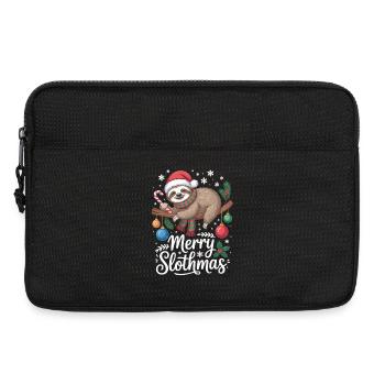 Merry Slothmas Christmas T-Shirt with Sloth - Laptop bag 13" - black - Front