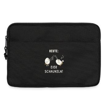 Heute: Eier schaukeln! Lustiges Sprüche Shirt - Laptoptasche 13" - Schwarz - Vorne