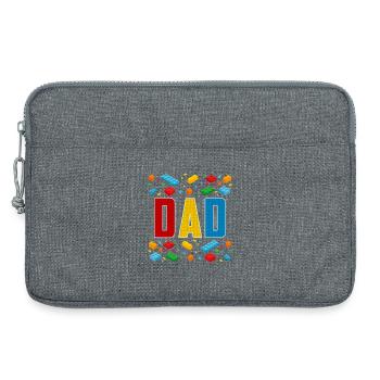 Dad Brick Builder Fatherhood Block Building - Laptop bag 13" - heather grey - Front