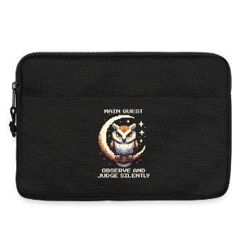 Main Quest: Observe & Judge Silently | Owl - Laptop bag 13" - black - Front