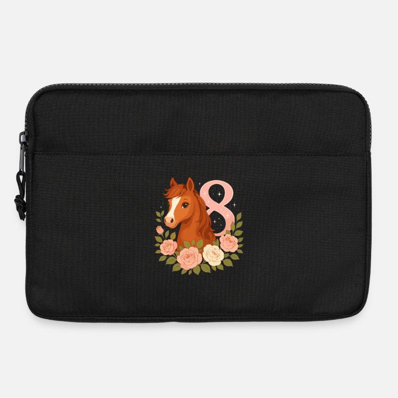 8. Geburtstag Mädchen, Pferd, Pony, 8 Jahre alt - Laptoptasche 13" - Schwarz