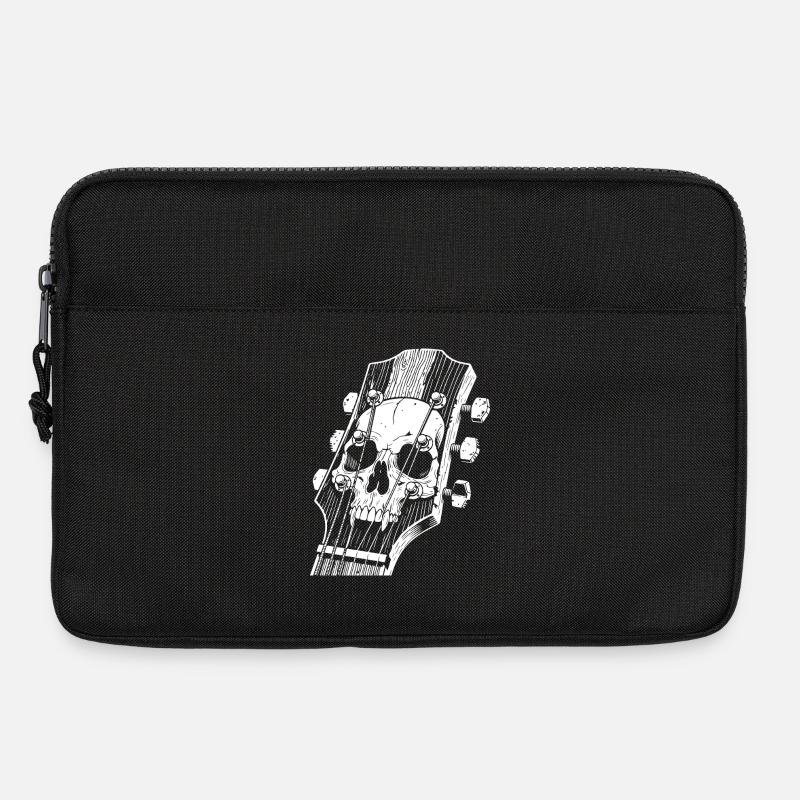 Totenkopf auf Gitarrenkopfplatte - Laptoptasche 13" - Schwarz