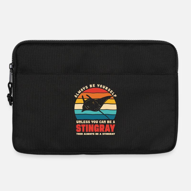Stingray im Retro Sonnenuntergang - Laptoptasche 13" - Schwarz