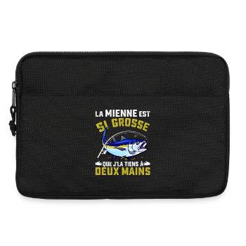 Cadeau original pêcheur drôle Humour pêche  - Sacoche pour ordinateur portable 13 pouces - noir - Devant